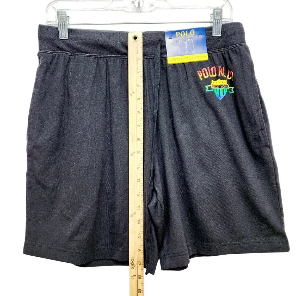 Ralph Lauren Polo black SleepLounge Shorts Men Drawstring Comfort Length SZ M